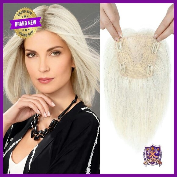 10 Inch Human Hair Topper for Thinning Hair, Large Coverage Wiglet